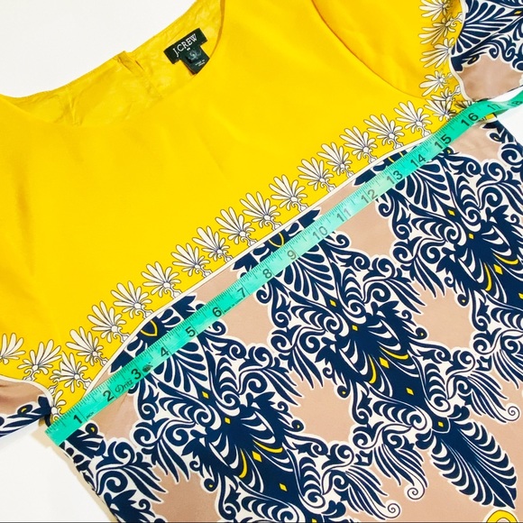 J. Crew Jules Dress in Scroll Print Navy Blue And Golden Yellow Size 0. - Picture 6 of 13